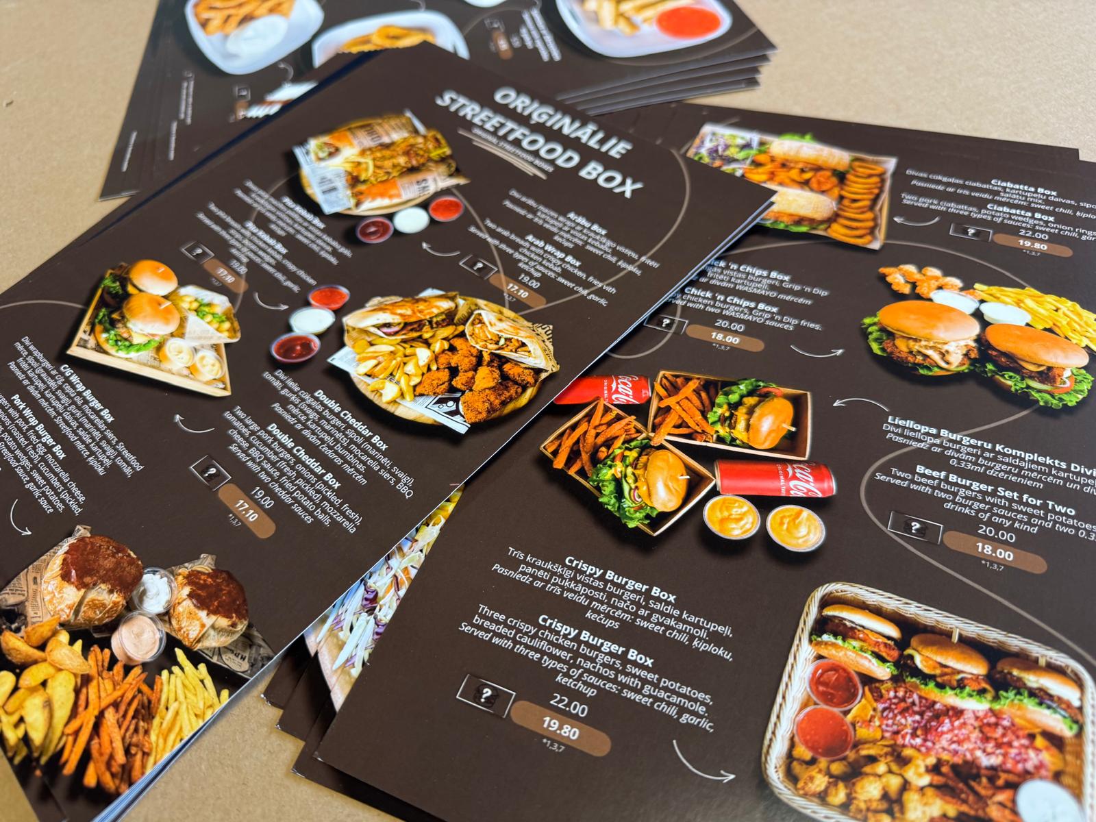 Digitālā druka - ēdienkartes