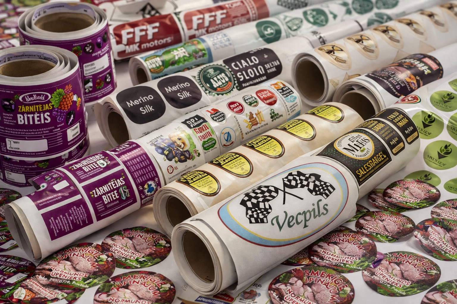 Lielformata druka - uzlīmes, etiķetes produktu marķēšanai, pasākumiem, svinībām