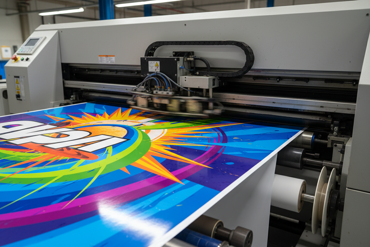 no permises visible, only printer and some huge print work