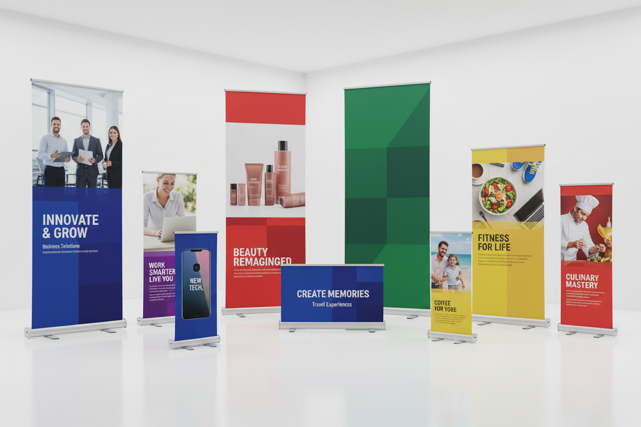 put some texts and photos un rollups